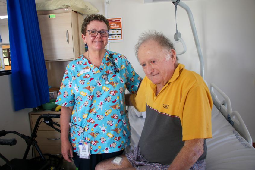 Nurse with patient in hospital