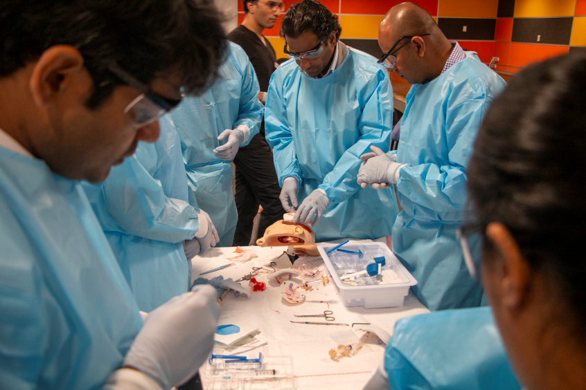 Clinicians training in neurosurgical procedures