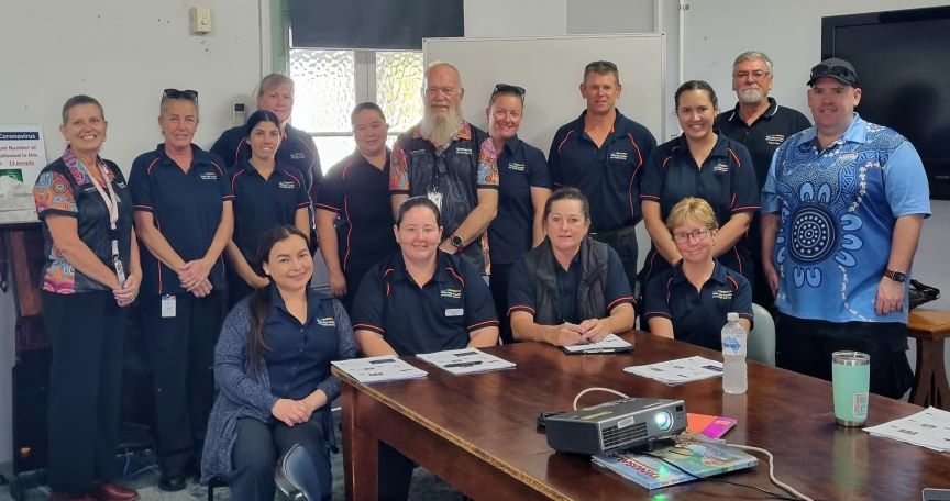 Group of cleaning staff in a training room